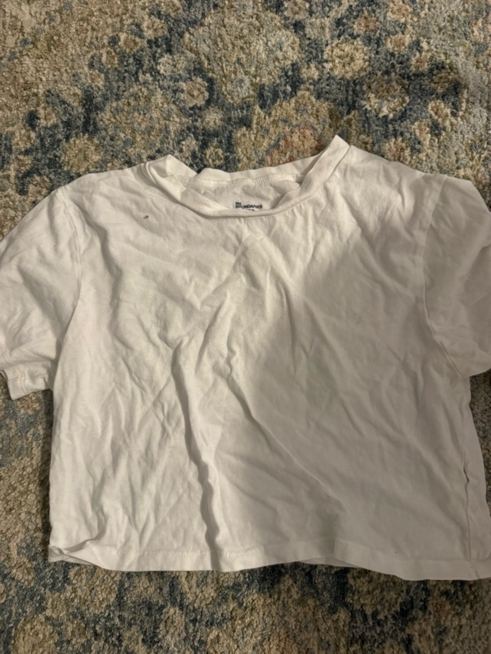 No Boundaries White Crewneck Crop Tee